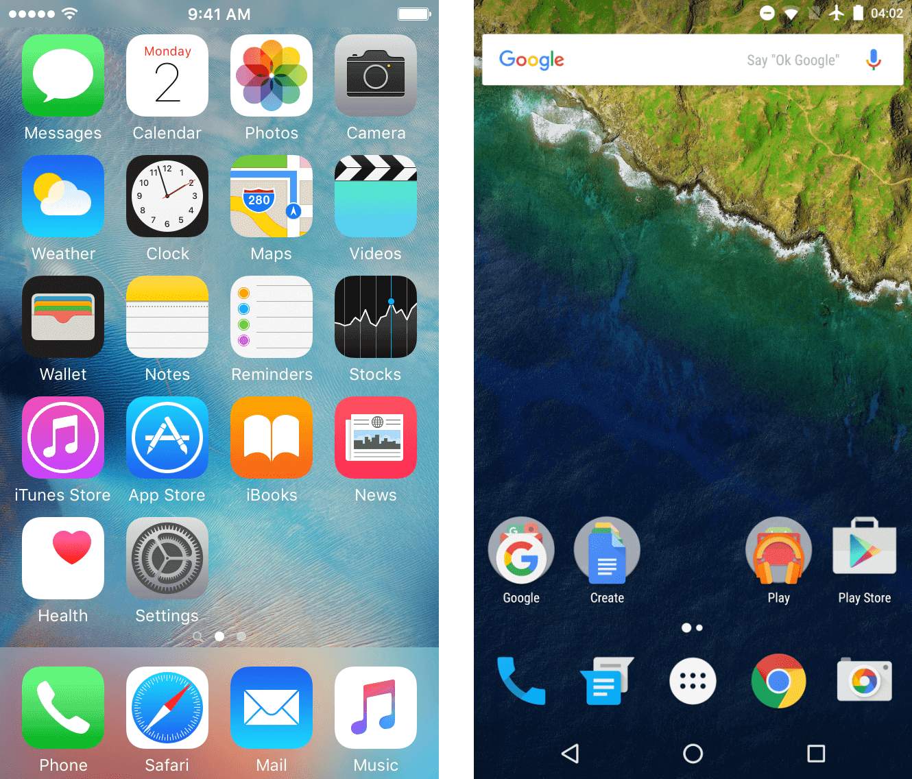 iOS and Android home screens