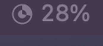 A close-up of the Ration icon in the macOS menu bar: a small circle filled clockwise like a pie chart, roughly a quarter spent, with a hole punched out of the filled part, followed by the number 28%.
